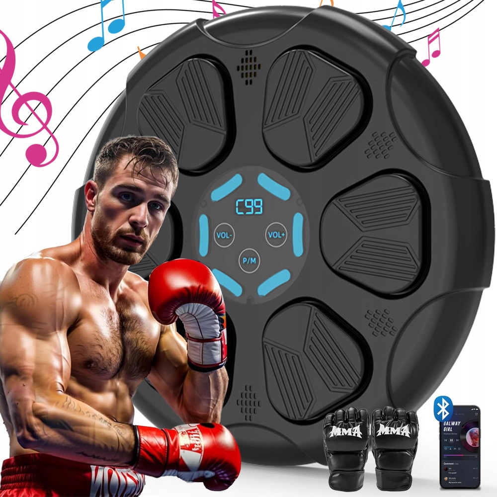 Tarcza Bokserska Muzyczna Bluetooth Usb Rękawice Bokserskie 9 Trybów