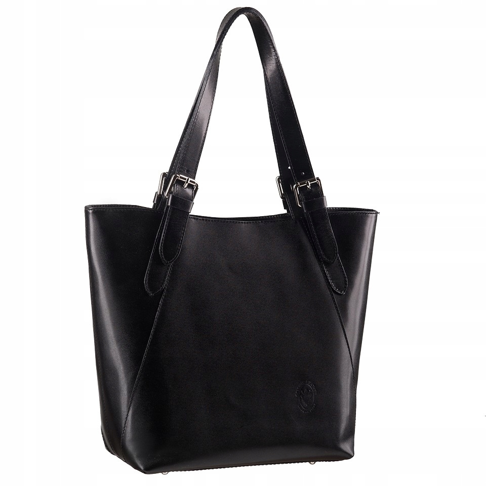 Włoska Czarna Torebka Skóra Naturalna shopper Vera Pelle Itay