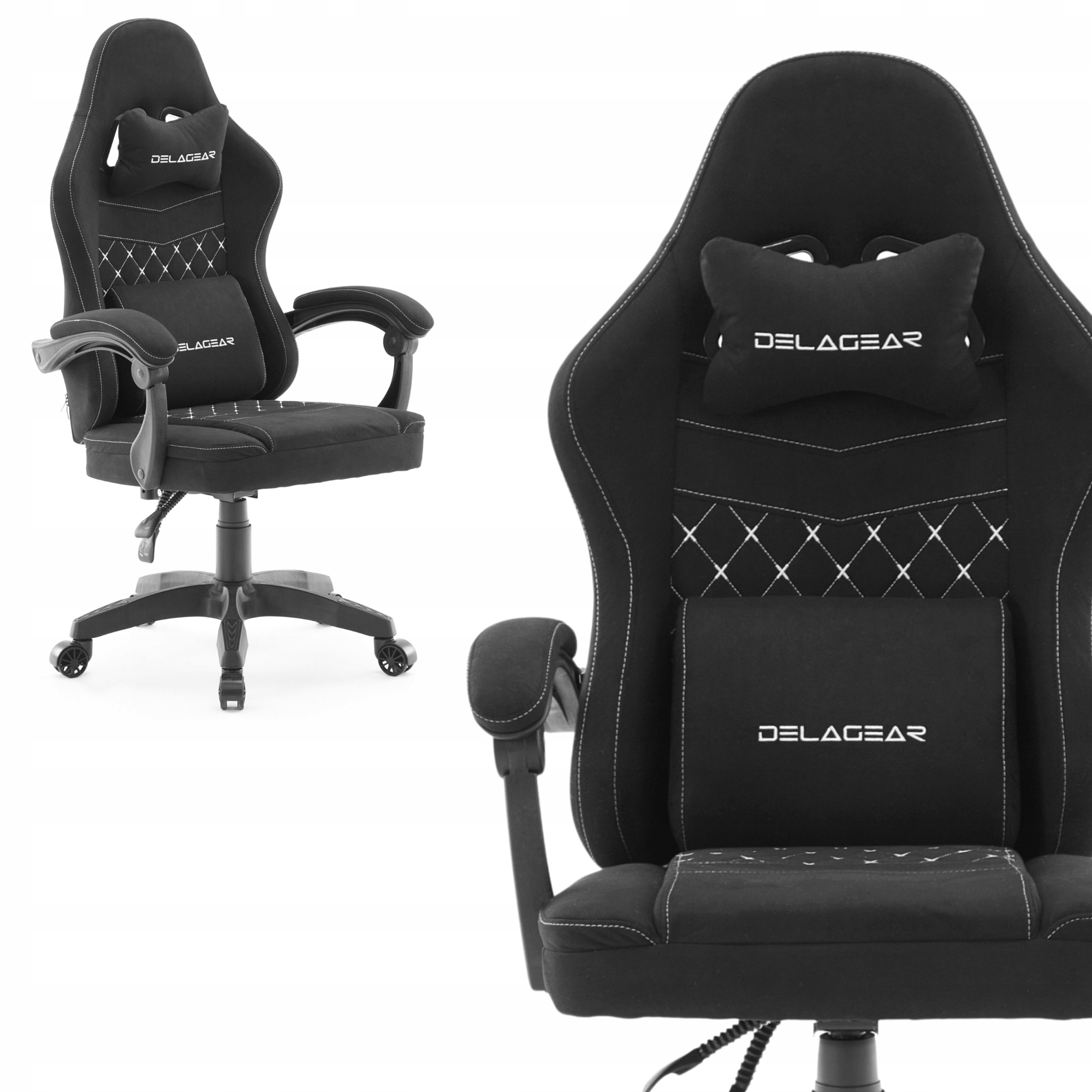 Fotel Biurowy Gamingowy Delagear G 300 Czarny Materiałowy Obrotowy