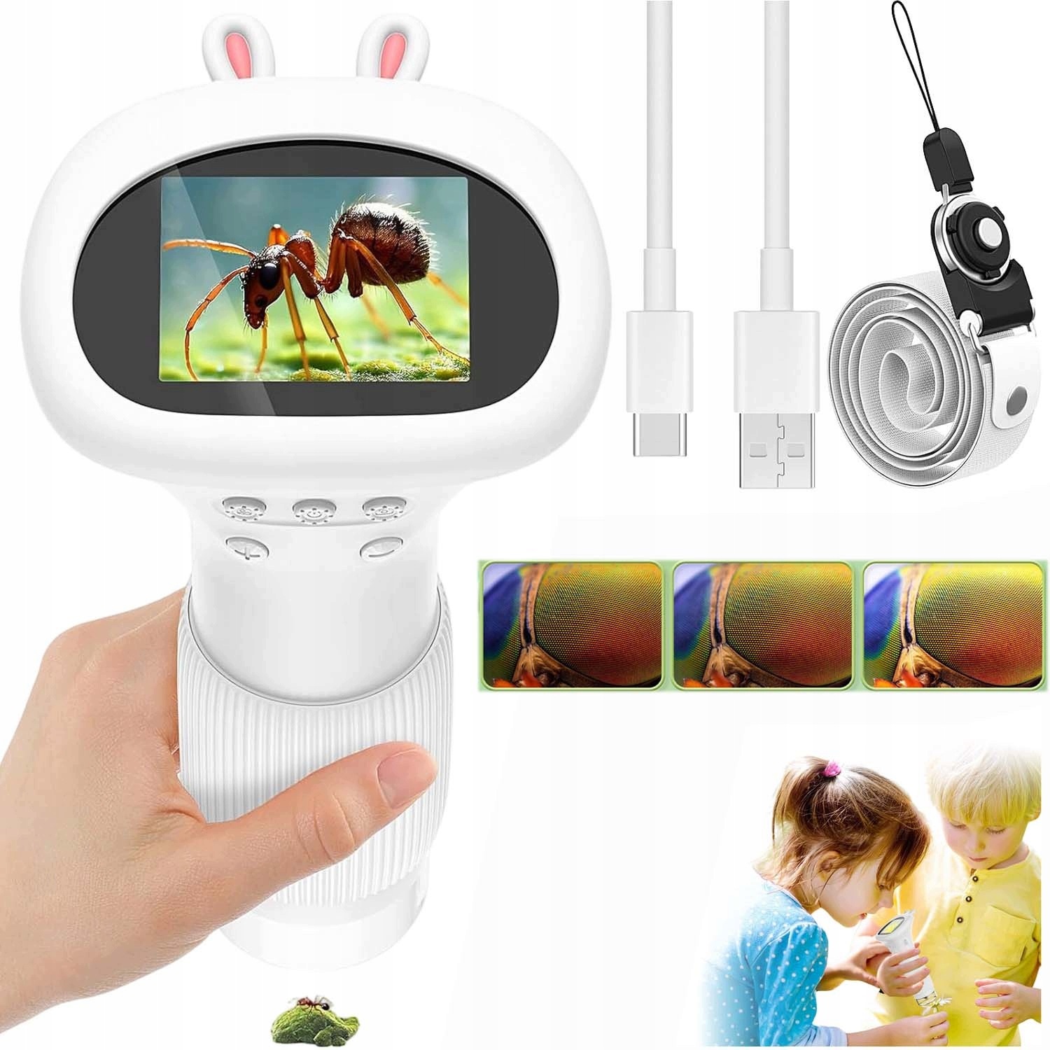 1000X Mikroskop Cyfrowy Led Zestaw Ekran Usb Edukacyjny Kieszonkowy