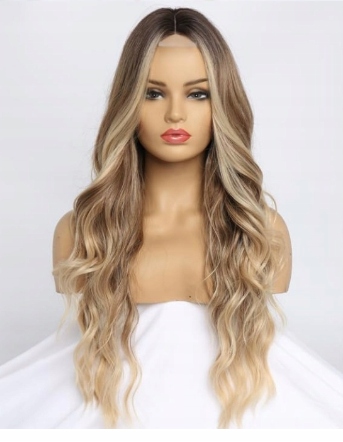Bestung Paruka Dlouhá Ombre Blond vlnitá Vlasy 65 CM