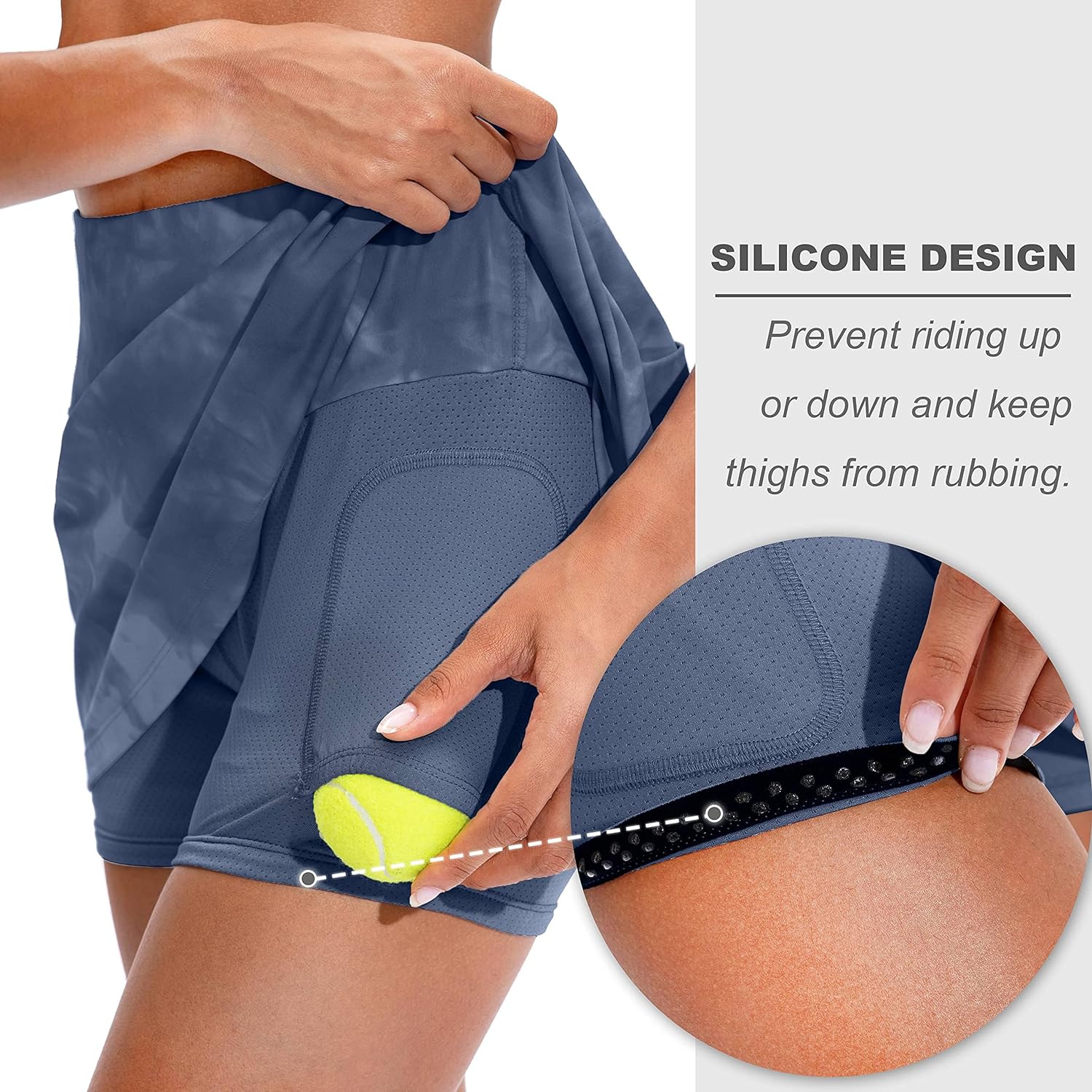 PLISOWANA SPÓDNICA TENISOWA DLA KOBIET Z KIESZENIAMI I WYSOKIM STANEM Materiał dominujący poliester