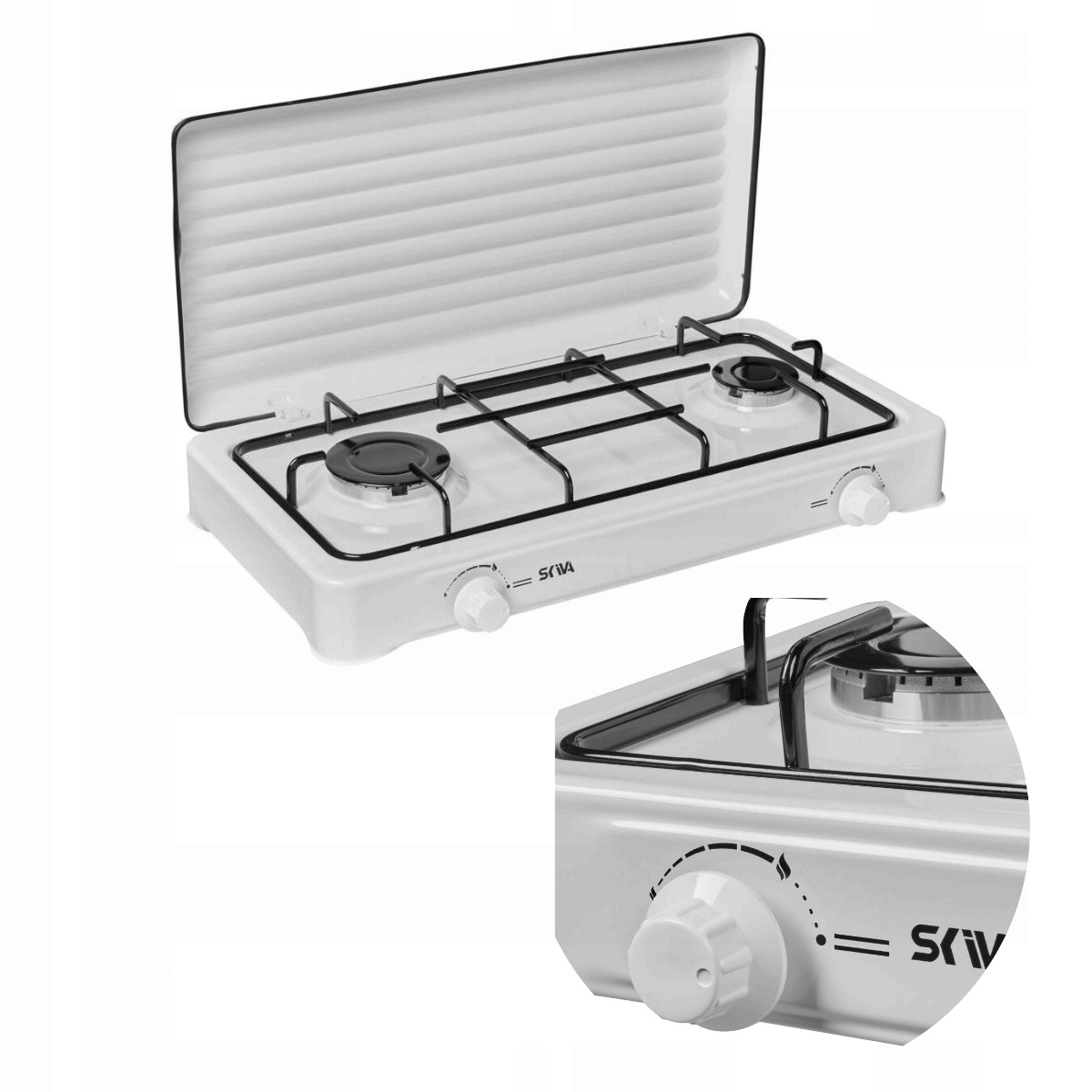 Dvouplotýnkový plynový vařič bílý propan butan