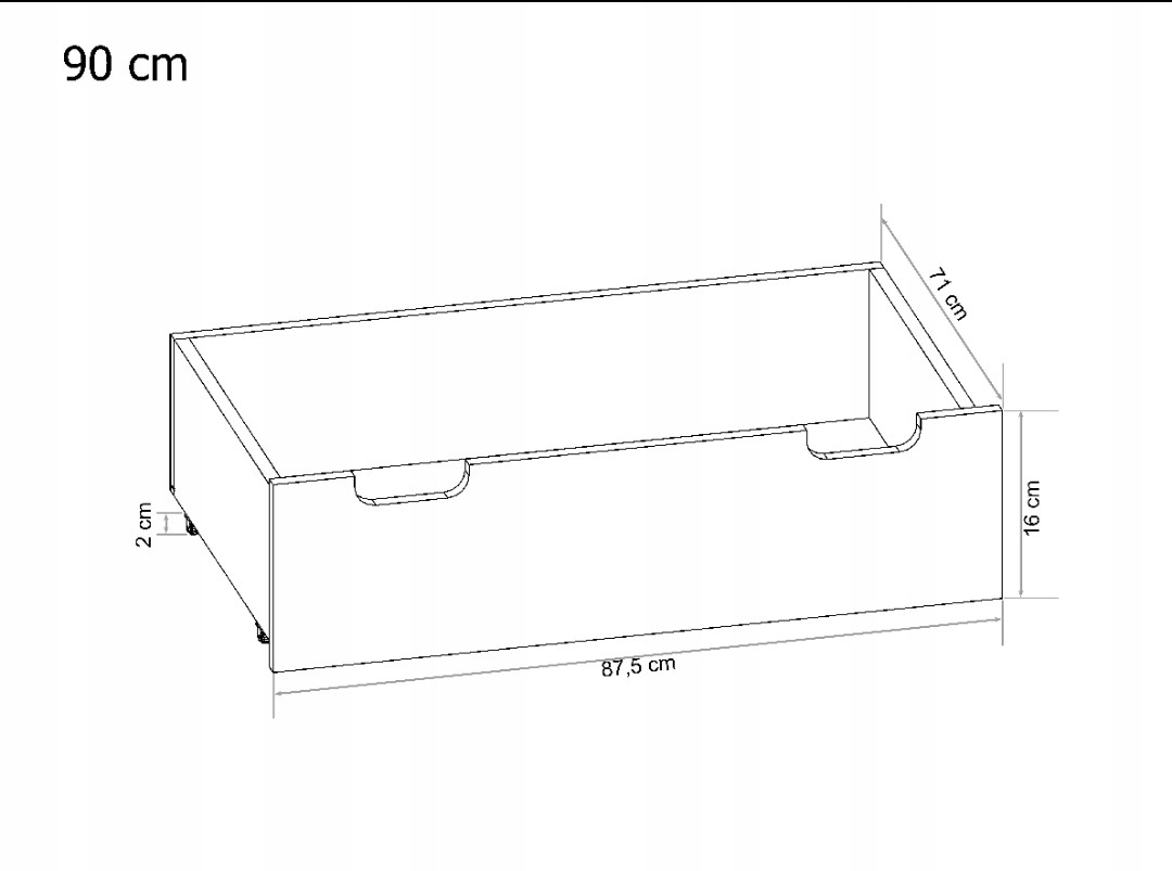 Łóżko dziecięce dębowe tipi 90x180 JAŚ 2 szuflady Marka Stolarstwo Adam Pęczek