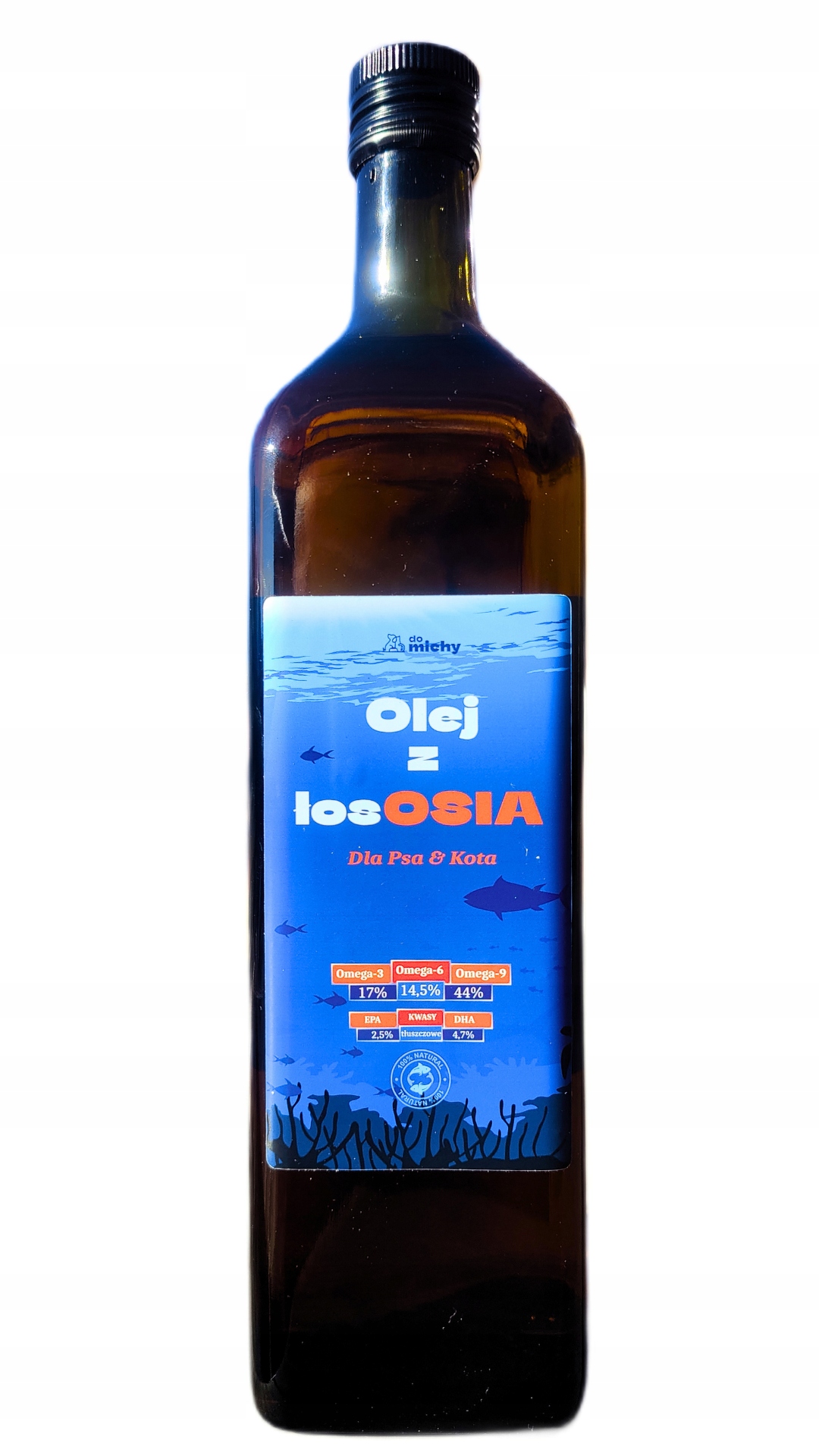 Levně Lososový olej Dha Epa, omega kyseliny pro psa a kočku skleněná lahvička 1000 ml