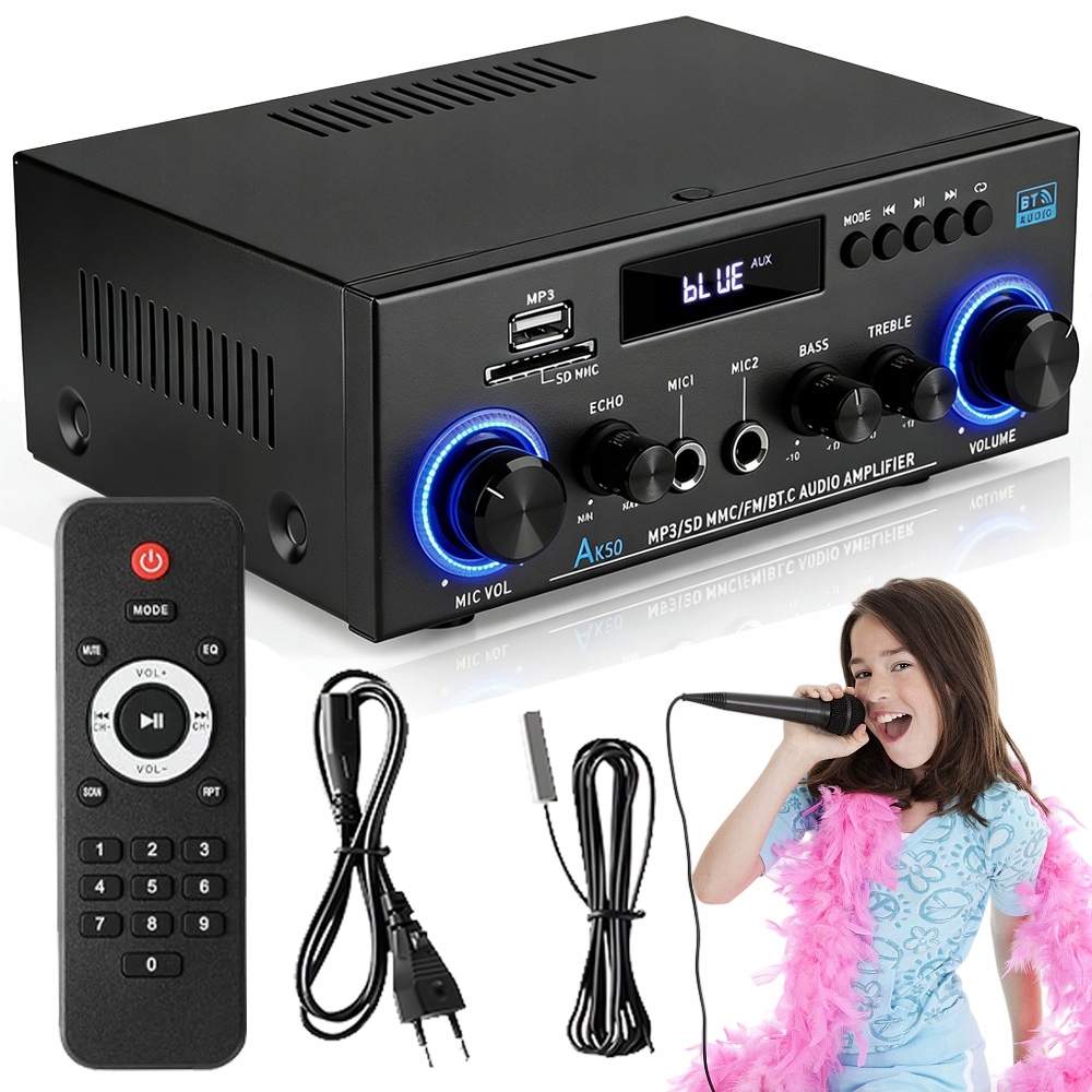 Bluetooth Audio Zesilovač Rádio Fm Přehrávač MP3 Stereo Zesilovač 800W