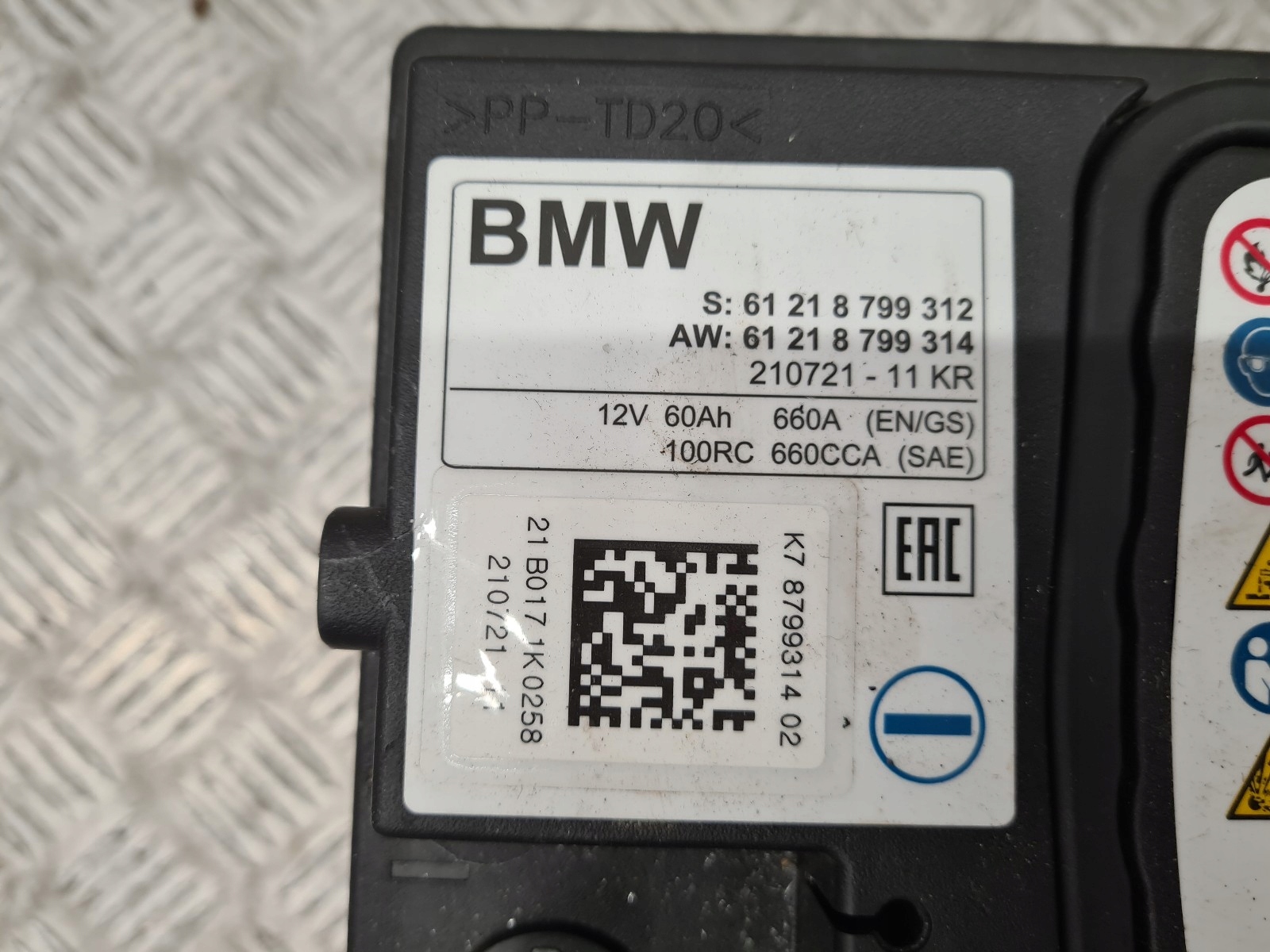 BMW ORIGINAL AKUMULATOR AGM 8799312 9799314 60AH 660A