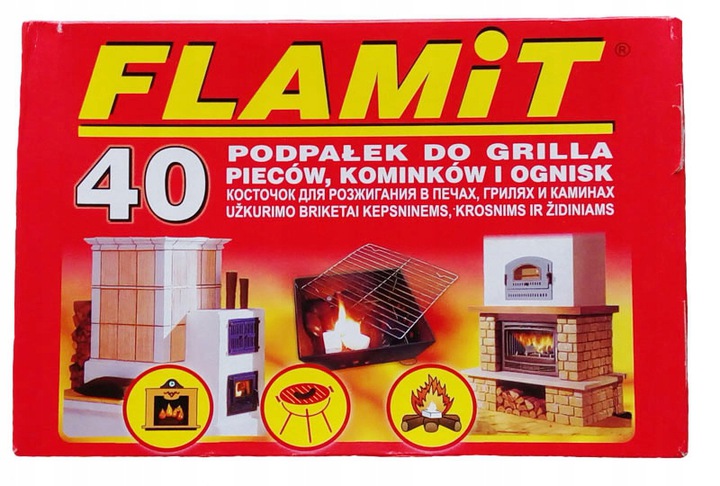 Podpałka do grilla kominka biała FLAMiT 40 10szt Kod producenta W-99478F