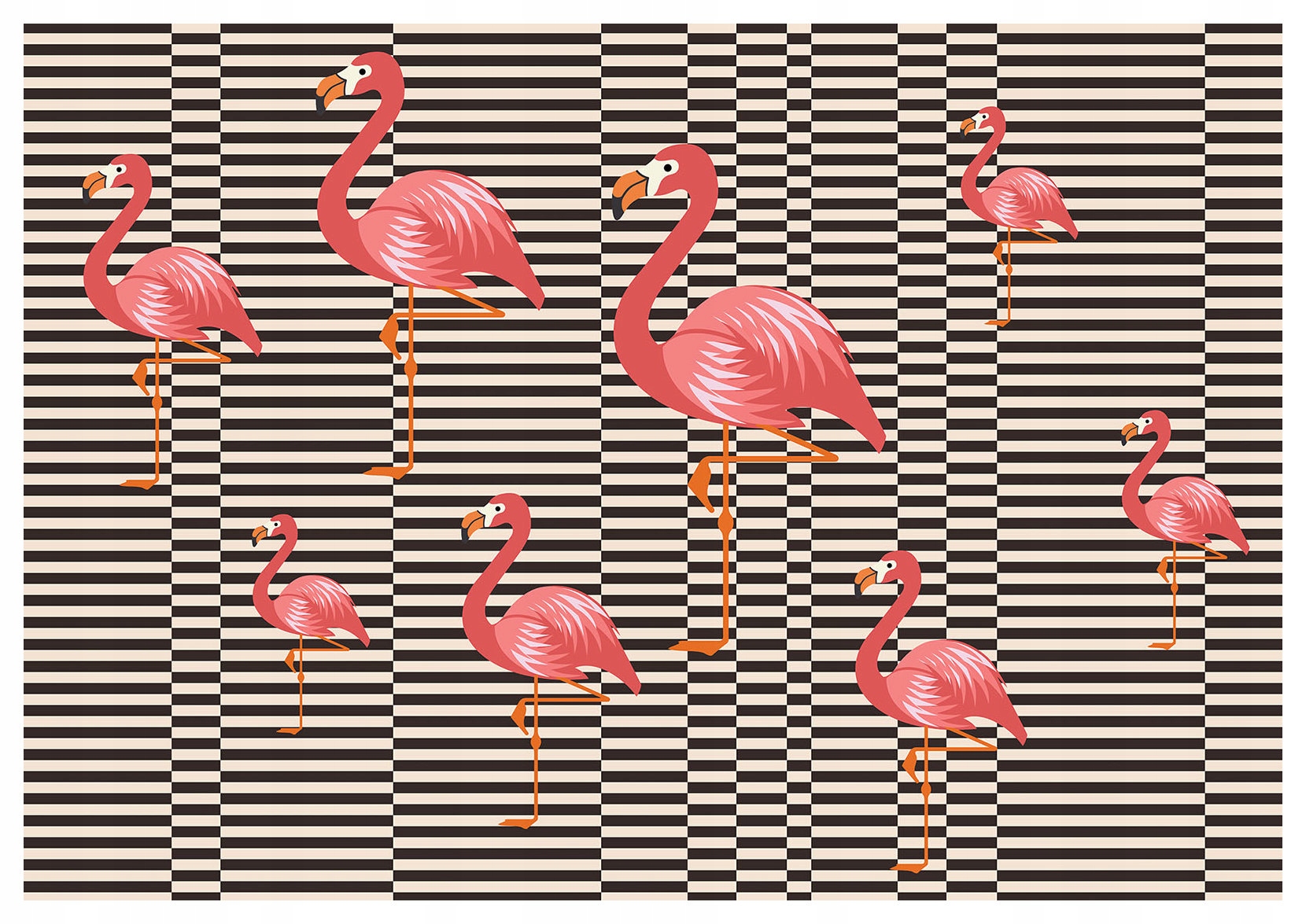 Vliesová fototapeta Flamingi pruhy moderný dizajn farba 312x219 lepidlo