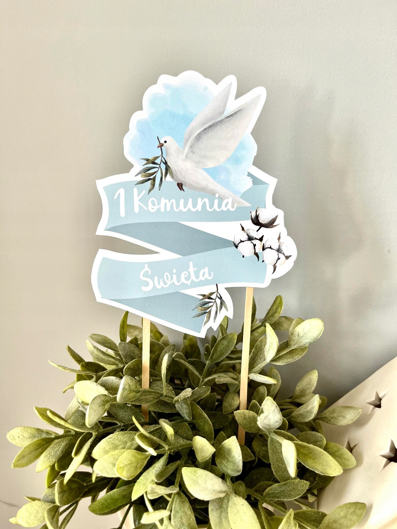 Toper komunijny na tort, błękitny, 2-stronny EAN (GTIN) 5904204713627