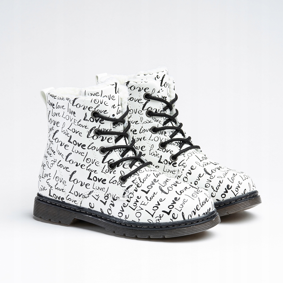 Trzewiki dziewczęce OCIEPLANE stylowe botki SUWAK trapery wygodne Wojtyłko Kolor biały