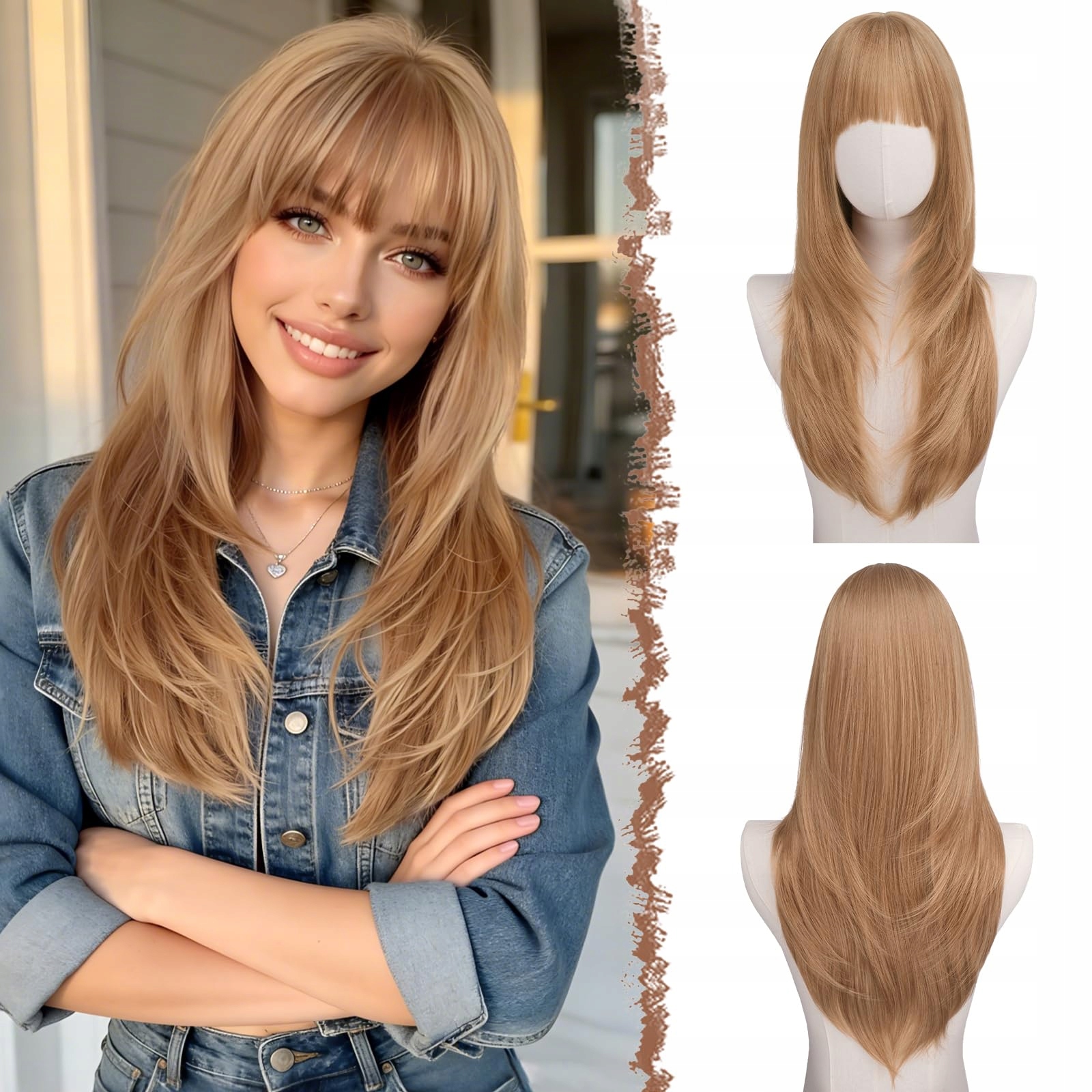 Feshfen Vrstvená Paruka S Hřívou 60 cm Dlouhá Jednoduchá Syntetická Pro Ženy