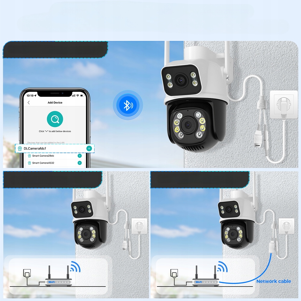 KAMERA ZEWNĘTRZNA 2 OBIEKTYWY ULTRA HD IP WIFI 8MP Podwójna Śledzenie Ruchu Marka Inna