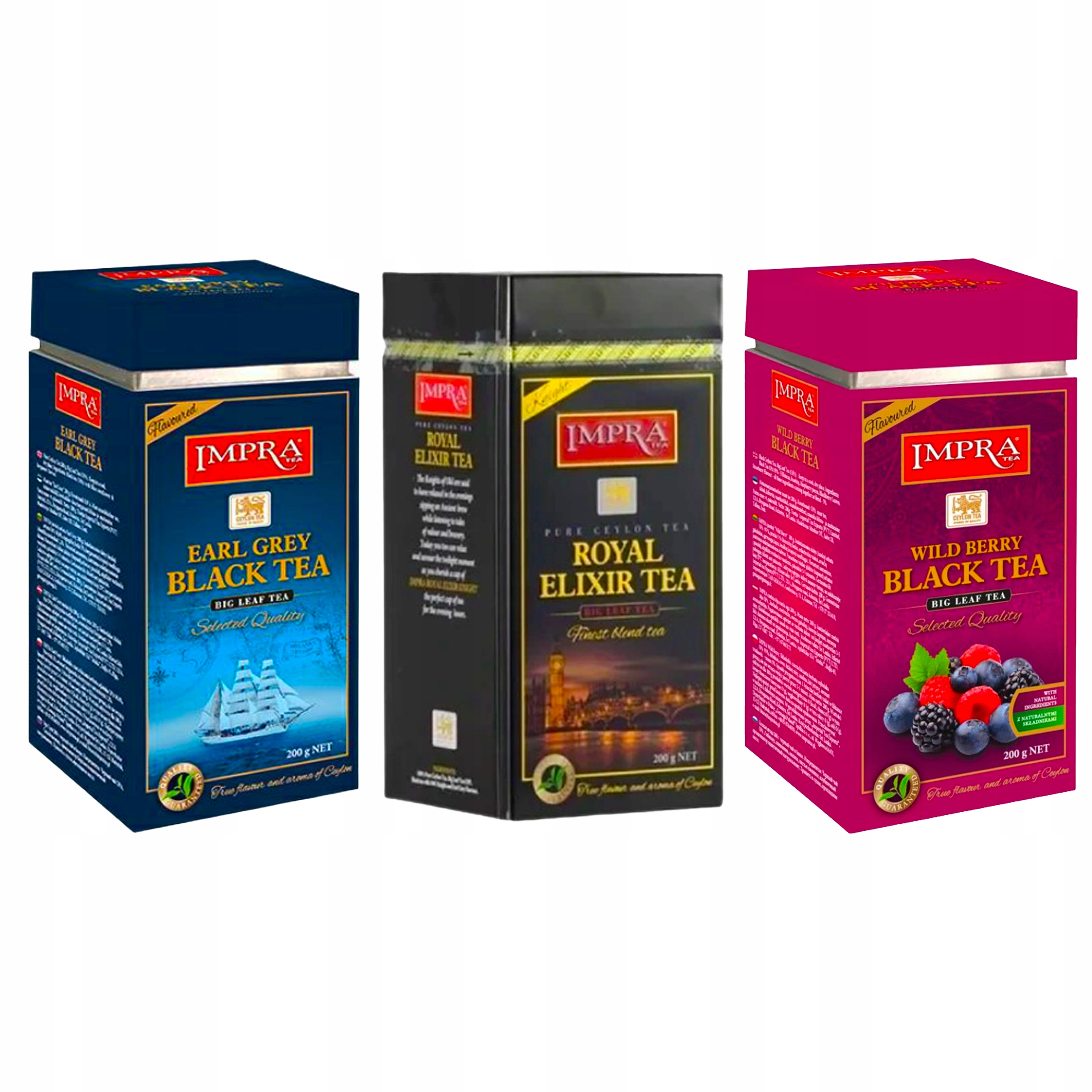 Zestaw 3 herbat liściastych Impra Earl Grey Wild Berry, Royal Elixir 3x200g