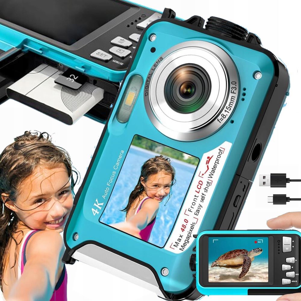 Digitální Fotoaparát Voděodolný Selfie Hd 2.7K 48MP 16X Zoom 32GB