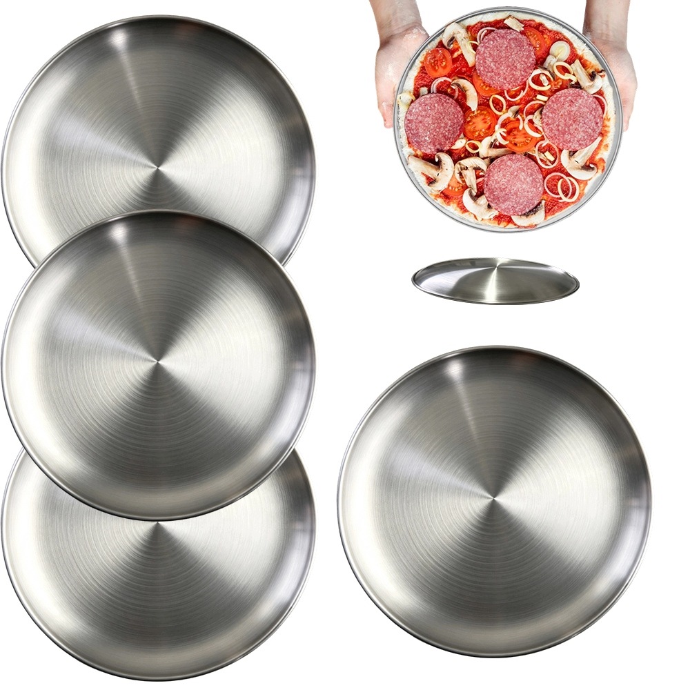 4KS Forma Plech Na Pečení Pizzy Chleba Kulatá Nerezová Ocel 30 CM