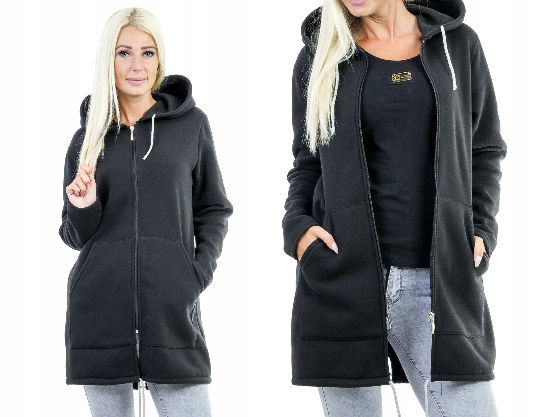 

M122 Bluza Kardigan Kaptur Czarny r. 44