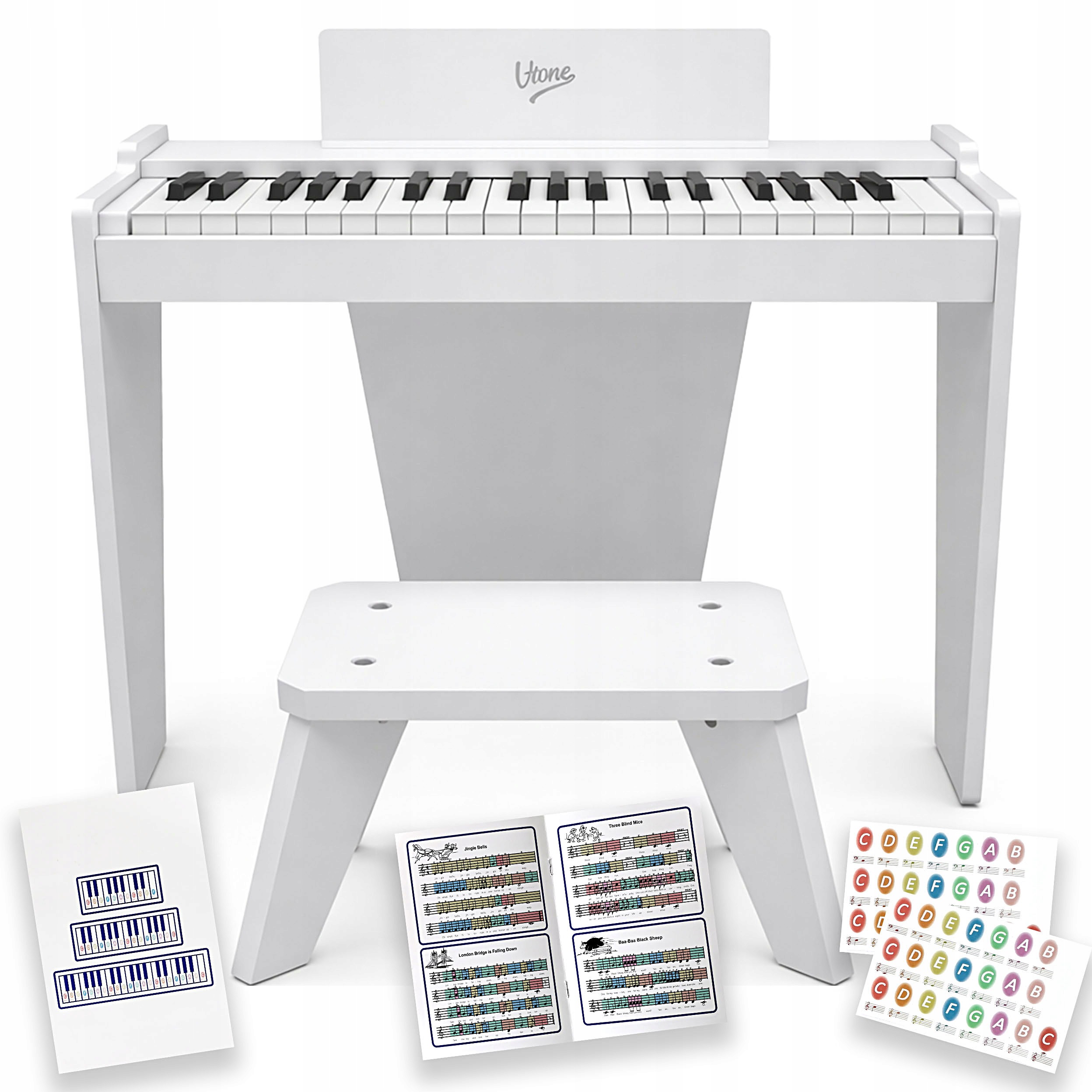 Digitální Piano Pro Děti 37 – Vzdělávací Klávesy, Klávesy Stolička, Bílá Barva