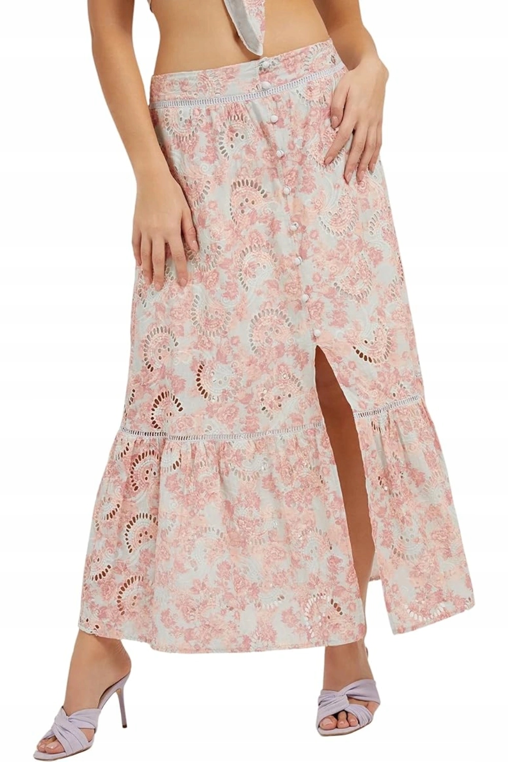 Dámská maxi Sukně Guess květovaná mátová dlouhá bavlna vel. S