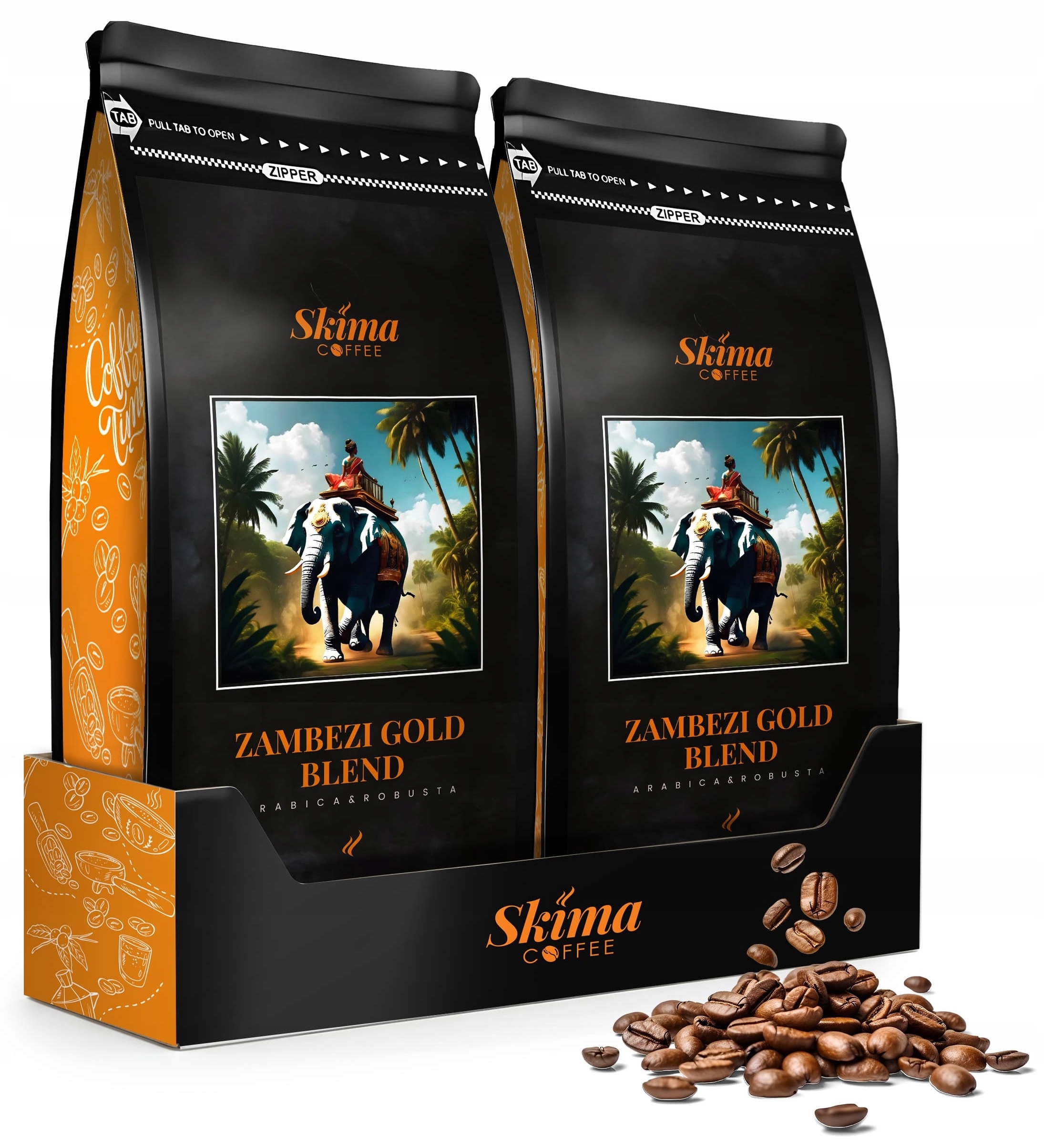 Káva zrnková 1kg x2 Zambezi Gold Blend (limited Edition) pro kávovar+BONUS