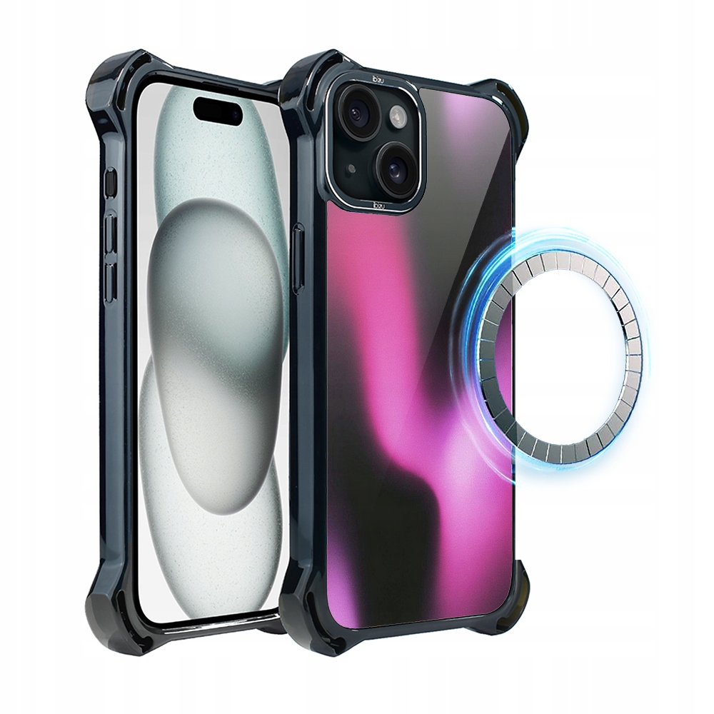 Pouzdro pro iPhone 15 Plus Ibizu DropGuard Ultra s MagSafe, Magenta Flow