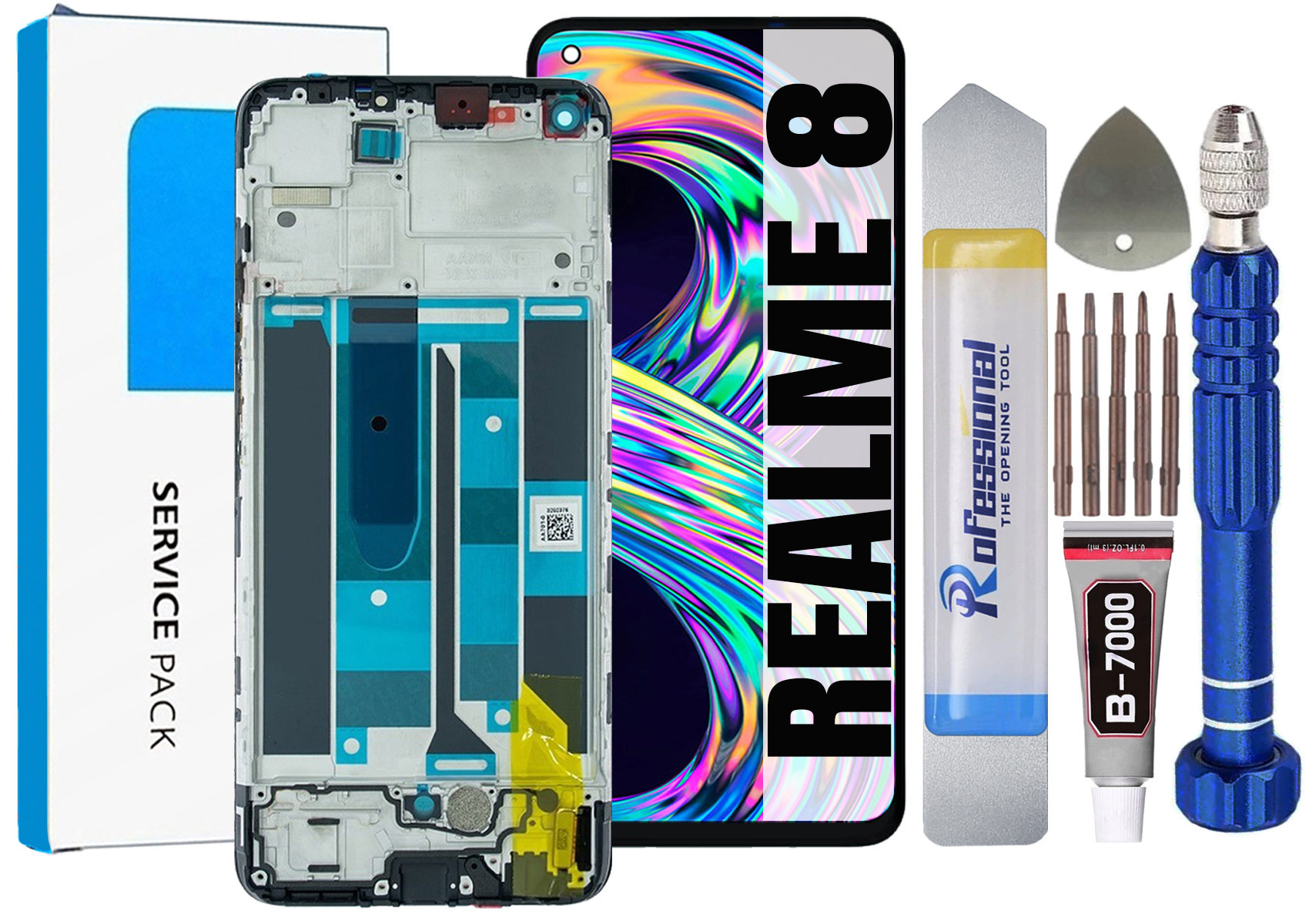 Displej Pro Realme 8 RMX3085 Originální LCD Obrazovka Rámeček