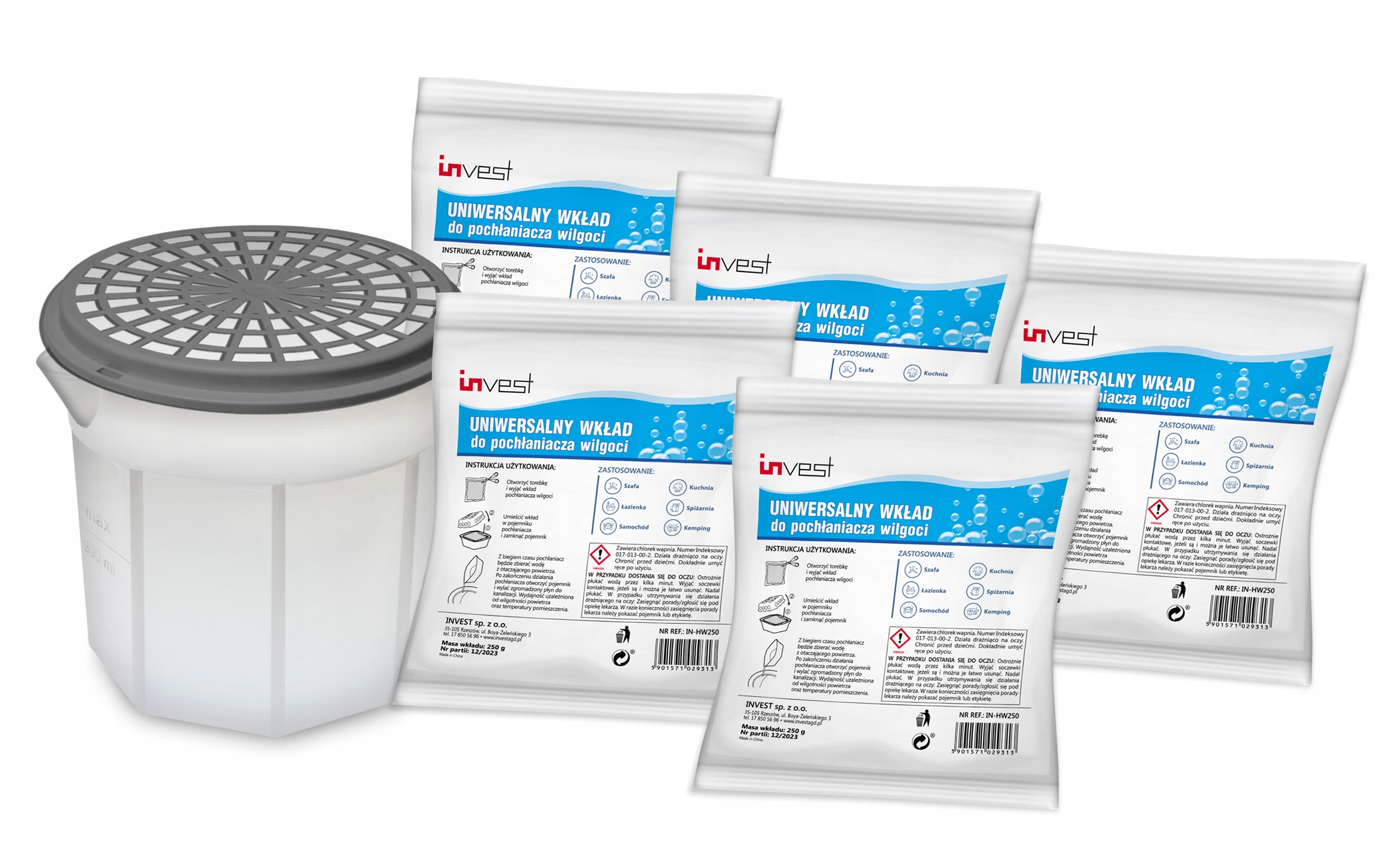 Pohlcovač vlhkosti Invest 250 g 5 náplní odvlhčovače vzduchu