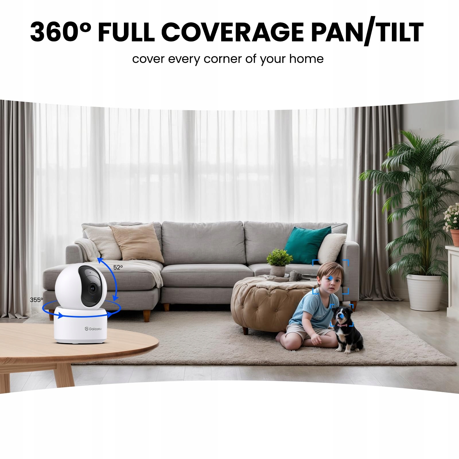GALAYOU Kamera Wewnętrzna 5MP Niania Dla Dzieci i Zwierząt WiFi Audio AI — miniatura 2