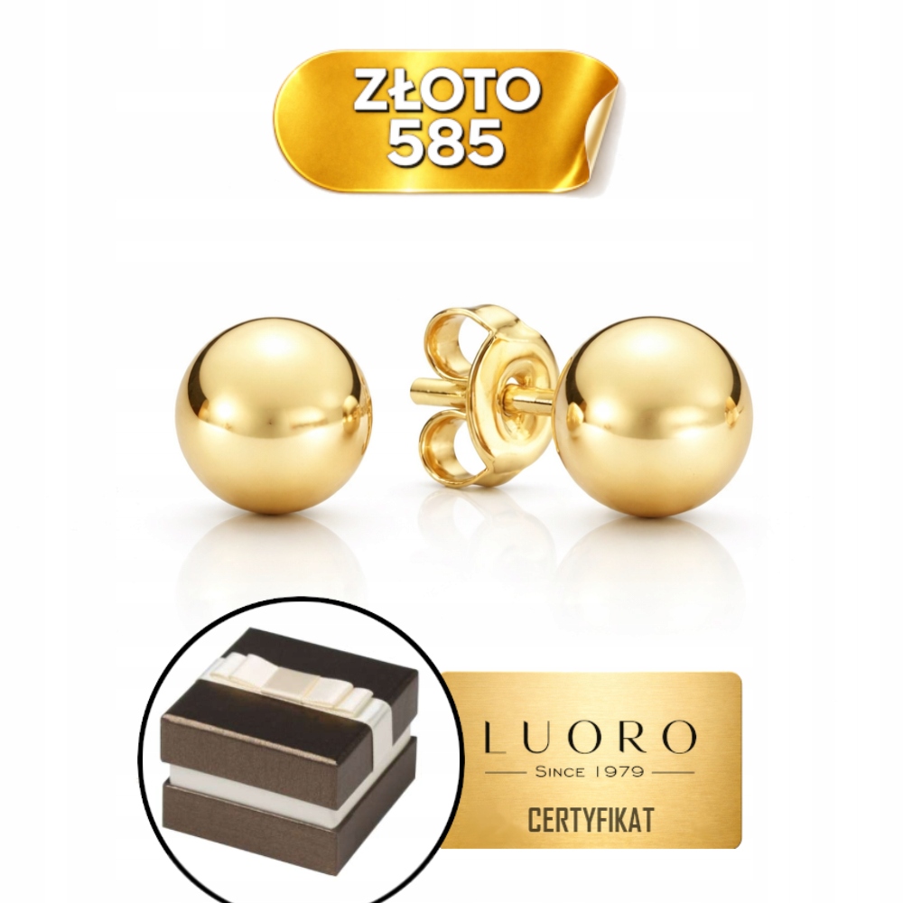 Náušnice Zlaté 585 14K Kuličky 7 MM Tyčinka Elegantní Lehké