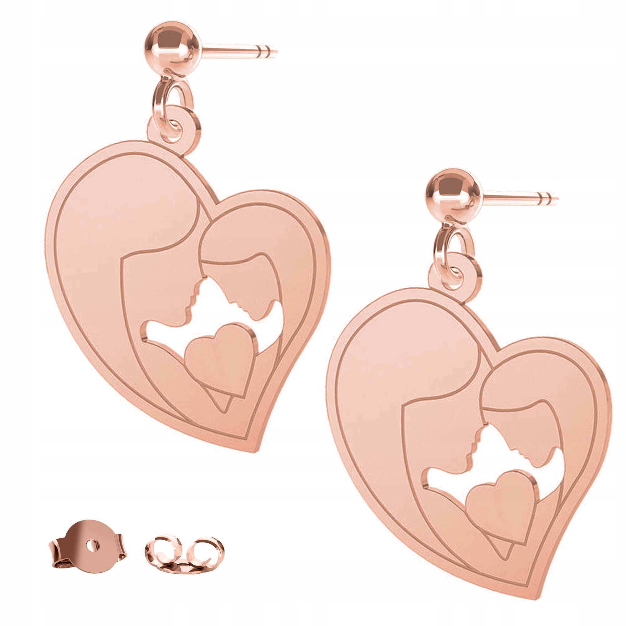 Náušnice Srdce Máma Dcera růžové zlato 925