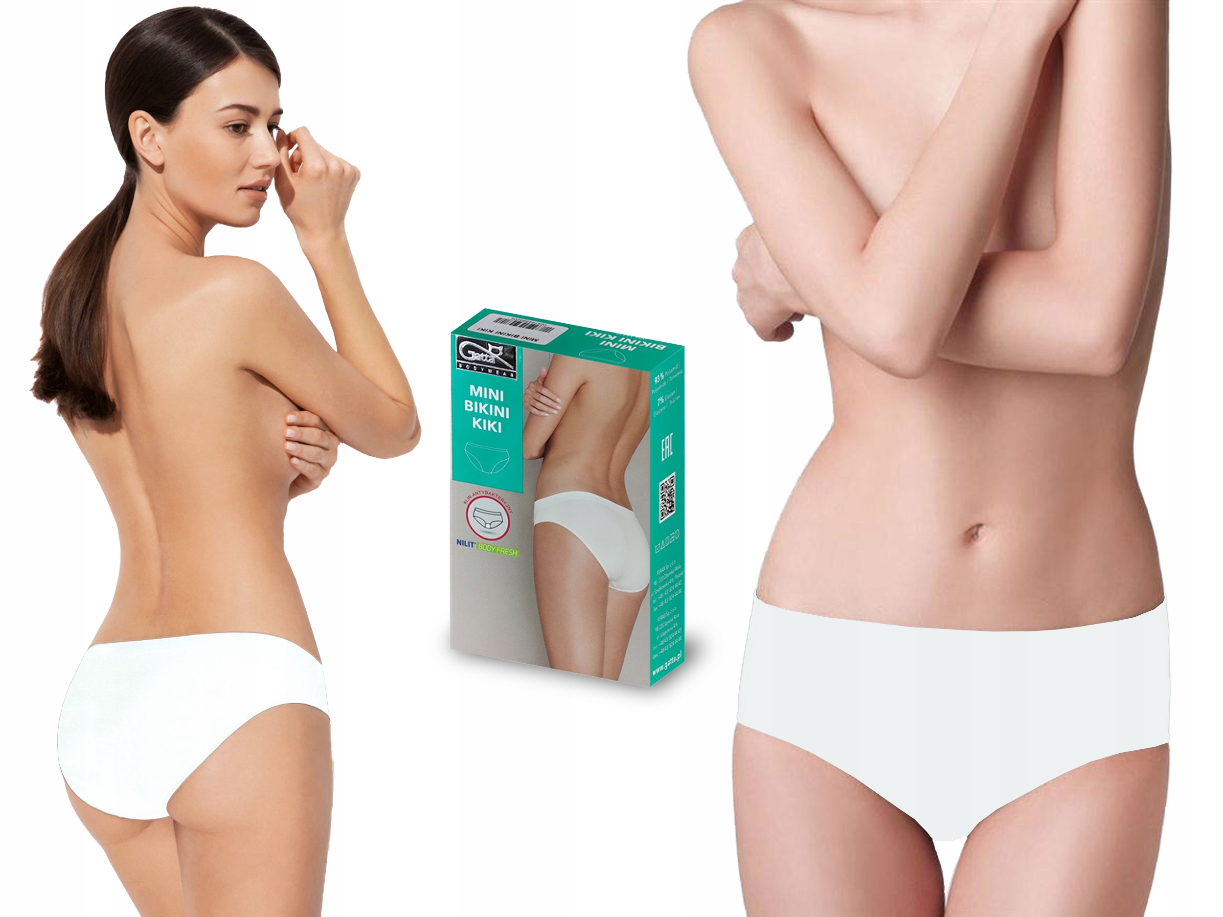 

Figi Gatta Kiki Mini Bikini bezszwowe, białe, S