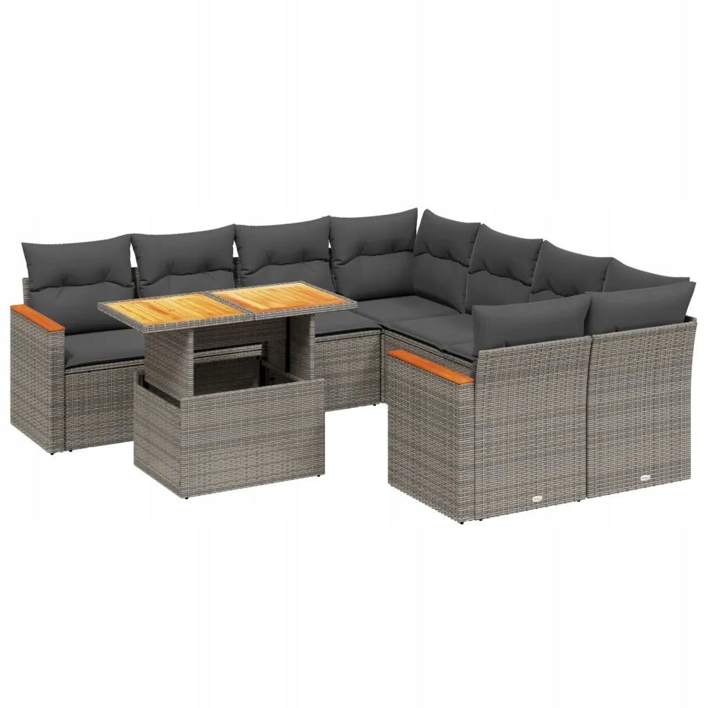 Set zahradního nábytku VidaXL technorattan vidaXL šedý 9 el.