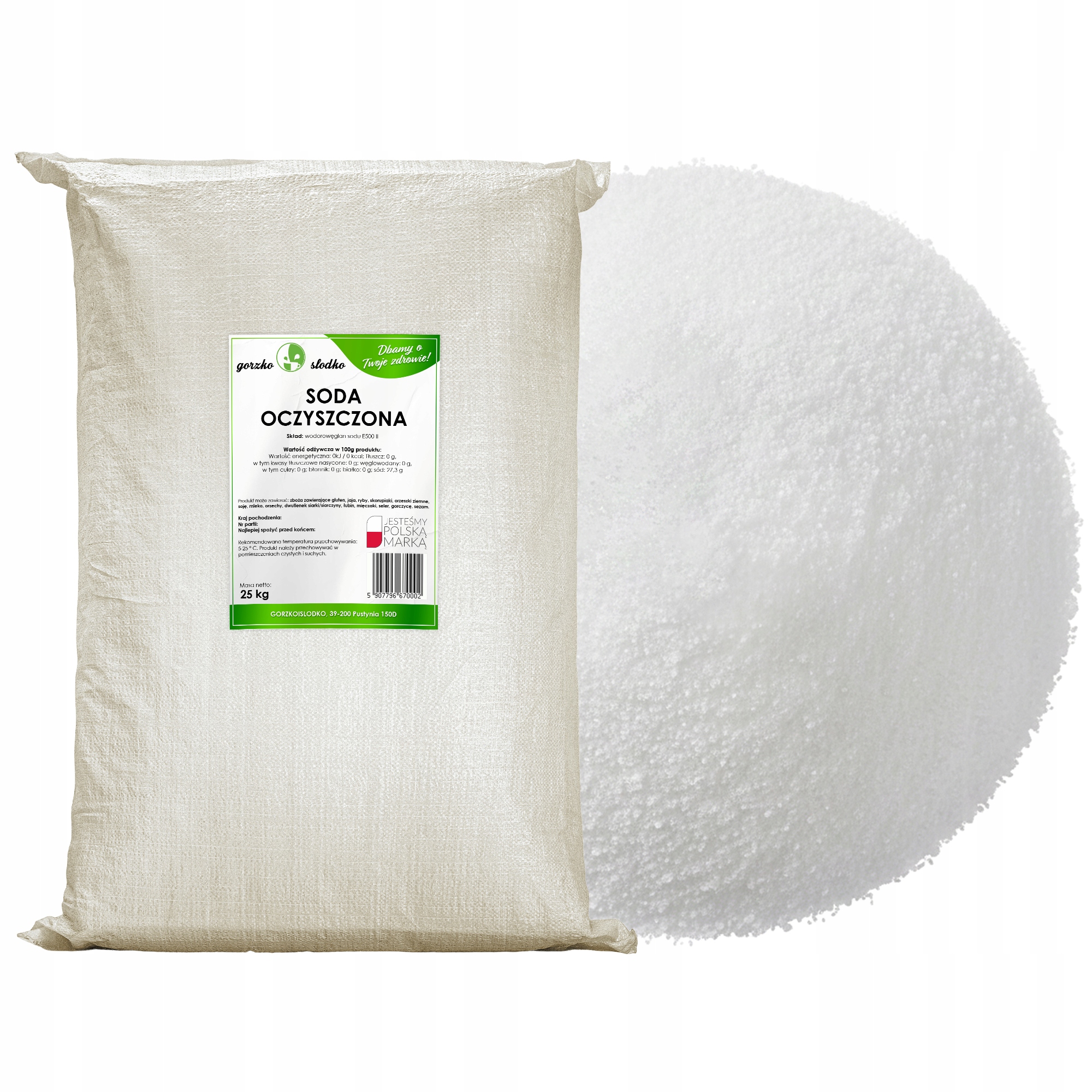 Soda Oczyszczona spożywcza wodorowęglan sodu 25kg