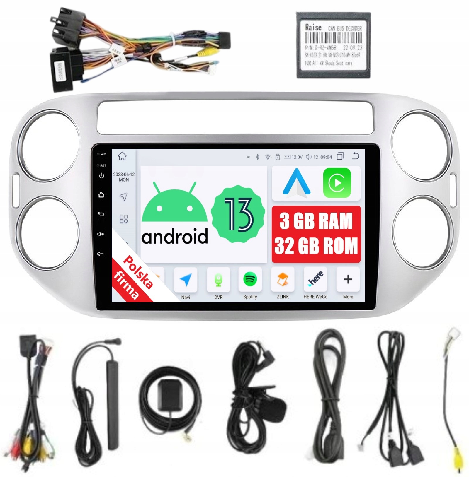 Radio 2DIN Nawigacja Android Volkswagen Tiguan I 1 4/64 Gb Dsp Lte Carplay
