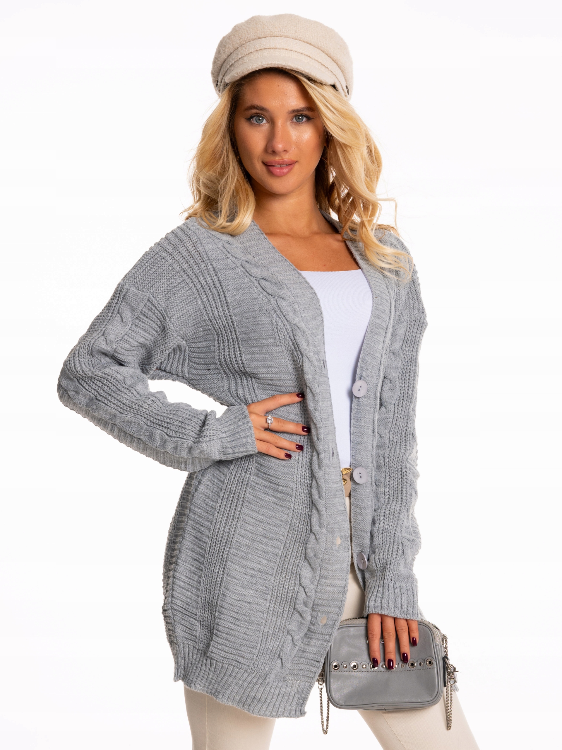 Luźny SWETER Sweterek KARDIGAN Narzutka Oversize Marka Mabaje