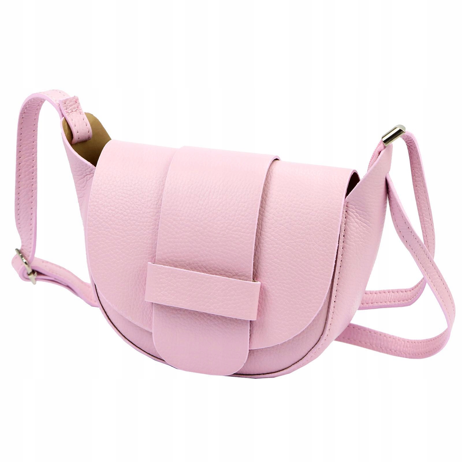 Torebka skórzana na ramię damska Luka Dollaro pudrowy róż