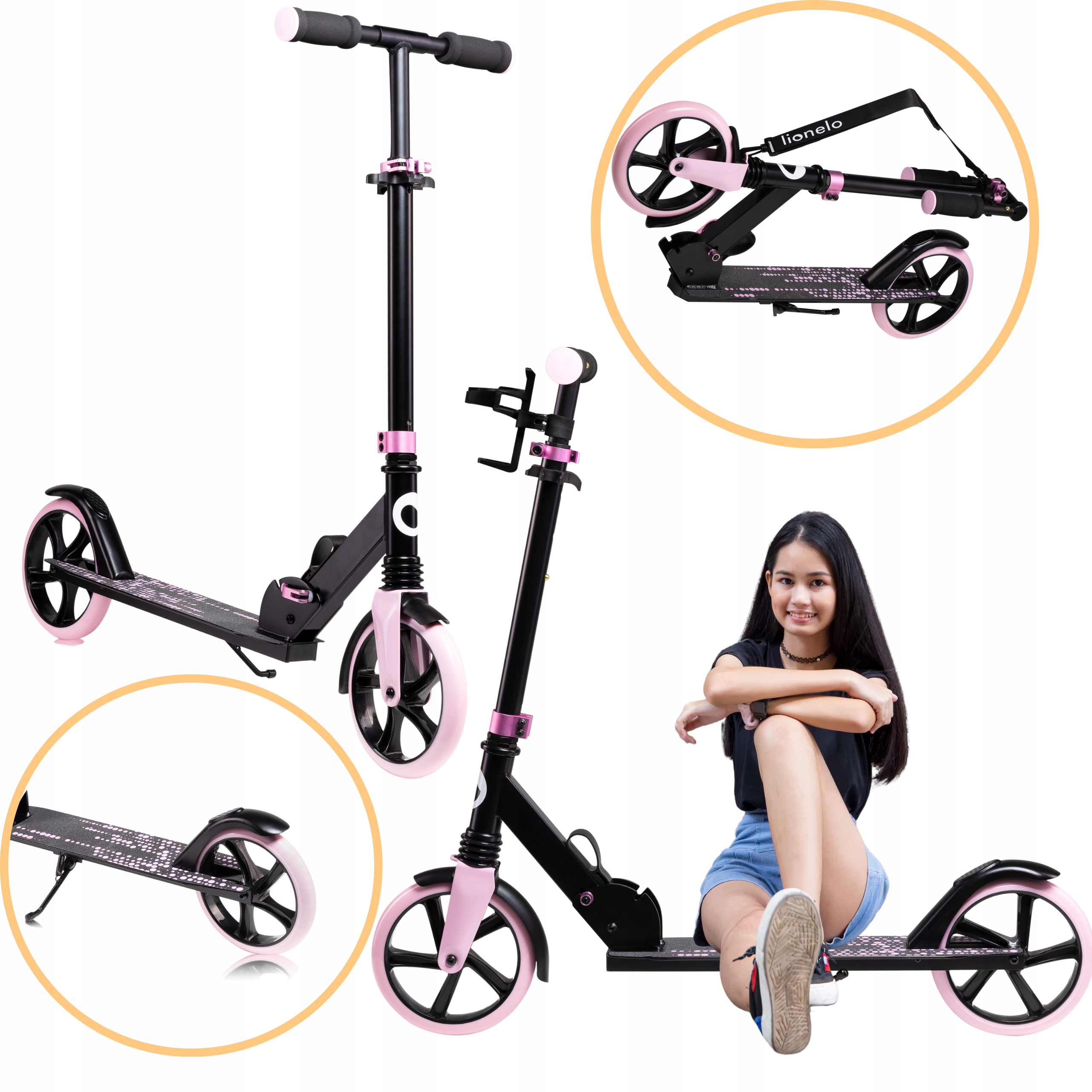 Hulajnoga składana duże koła stopka do 100 kg Lionelo Luca