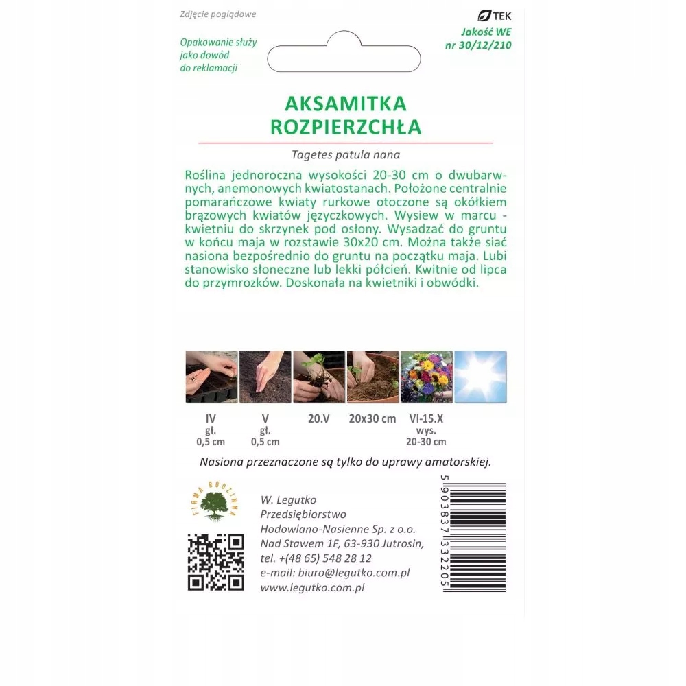 Nasiona Aksamitka rozpierzchła żółta, 1g — 15