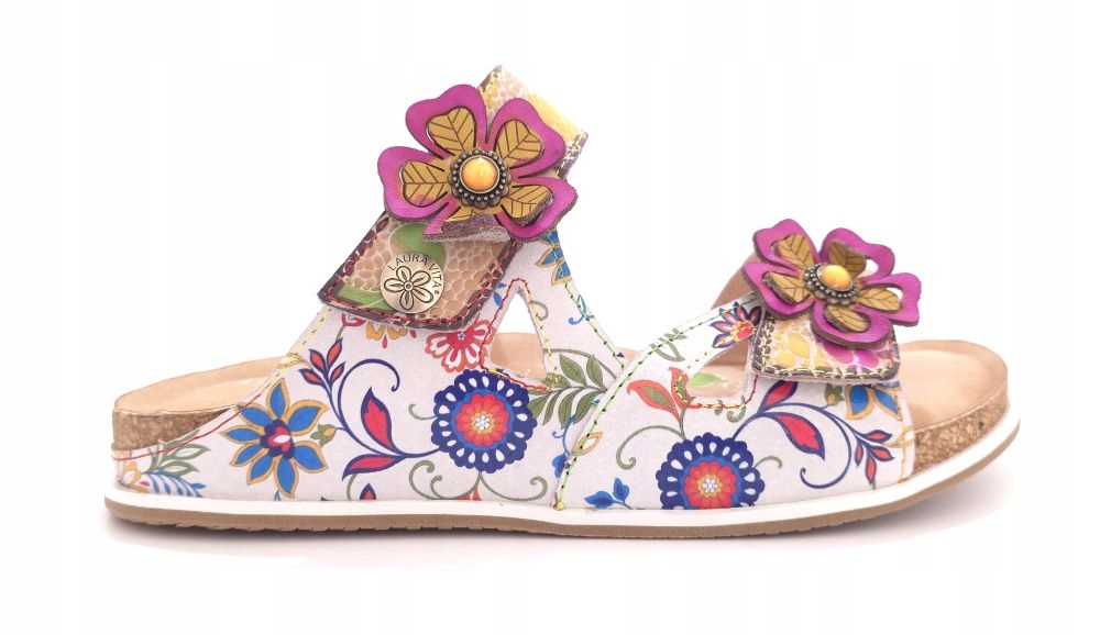 Dámské ploché kožené nazouváky na suchý zip na suchý zip Laura Vita