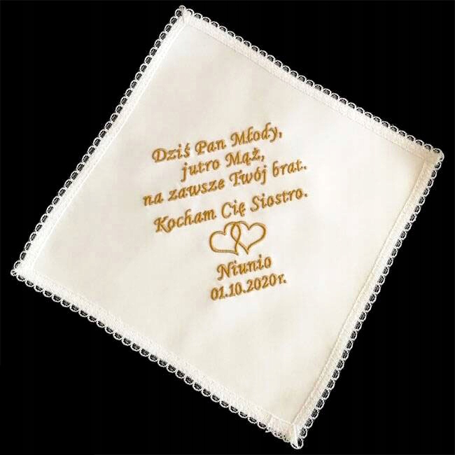 Poděkování pro Siostry Brata kapesník s výšivkou