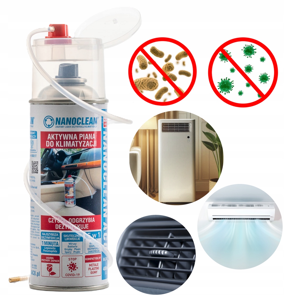 NANOCLEAN AC8 PIANA CZYSZCZENIA KLIMATYZACJI DEZYNFEKCJA WIRUSY BAKTERIE