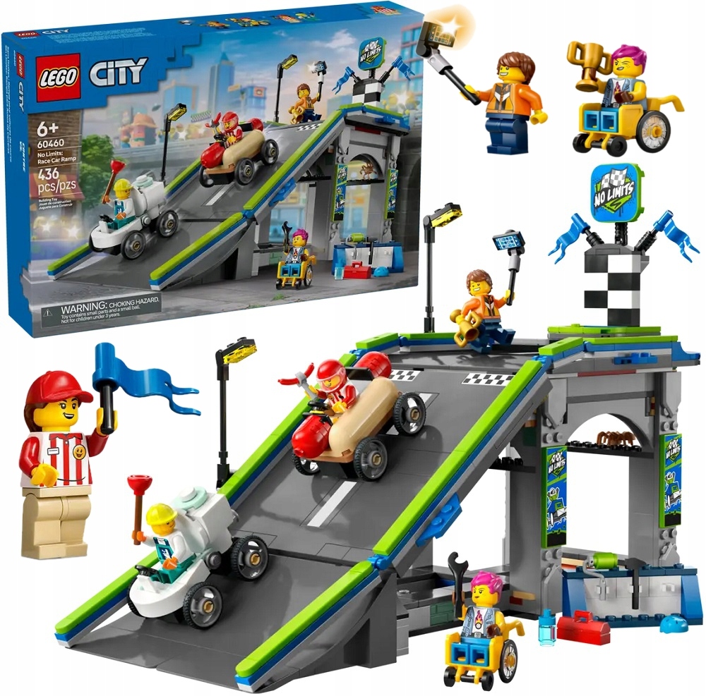 436 dílků stavebnice Lego City Trať s rampami pro závodní auta 60460