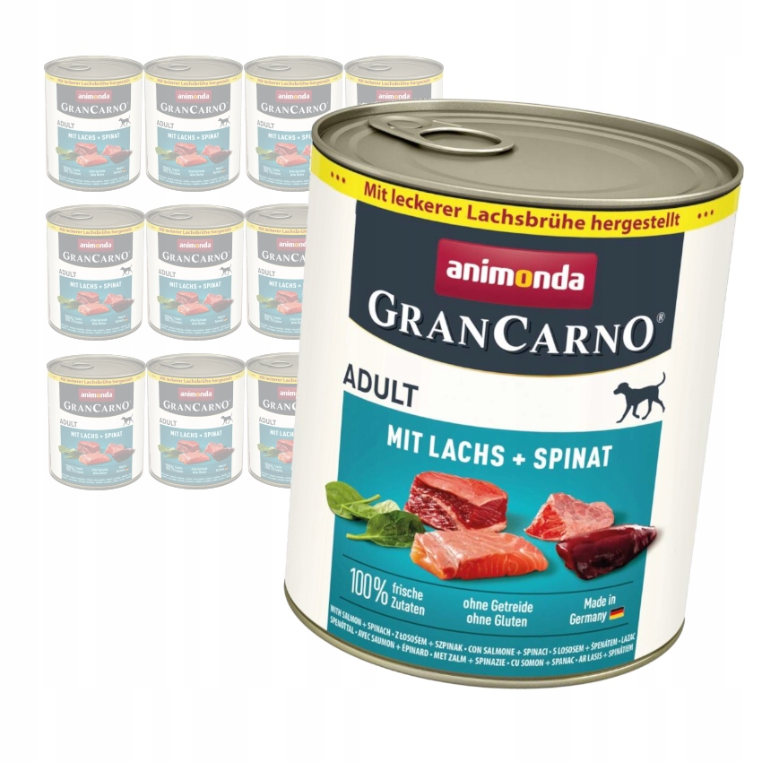 Levně Animonda GranCarno Adult 12x800g Vlhké Krmivo pro psy Losos se špenátem