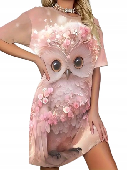 Růžové Košile S Sovou Růžová Sova Obrovská Sova Velká Velikost 3XL