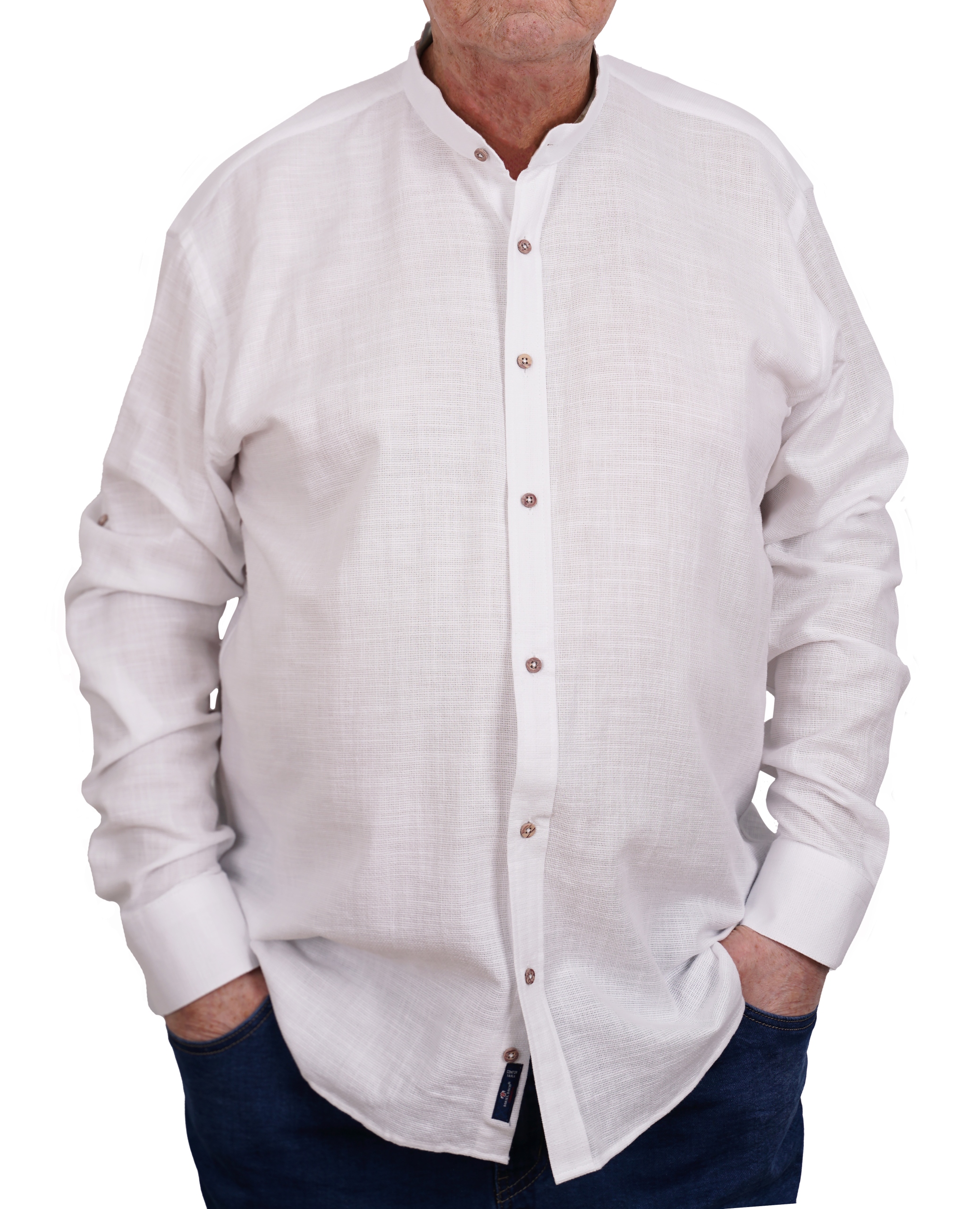 KOSZULA MĘSKA JAK LNIANA ZE STÓJKĄ BIAŁA BAWEŁNIANA CASUAL TURECKA 4XL Marka inna