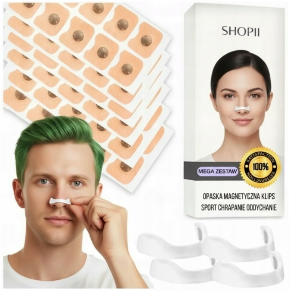 KLIPS MAGNETYCZNY NA NOS PRZECIW CHRAPANIU POPRAWIA ODDYCHANIE 15 PAR BIAŁY