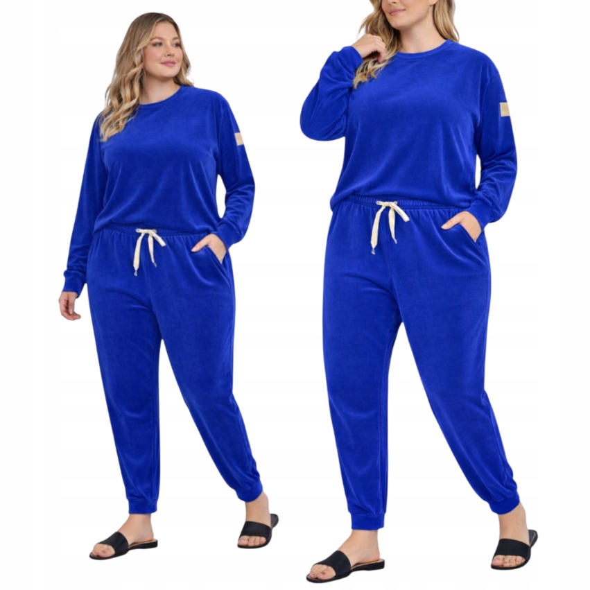 Velurová tepláková souprava s měkkými kapsami přes hlavu mi 46 48 3XL 4XL