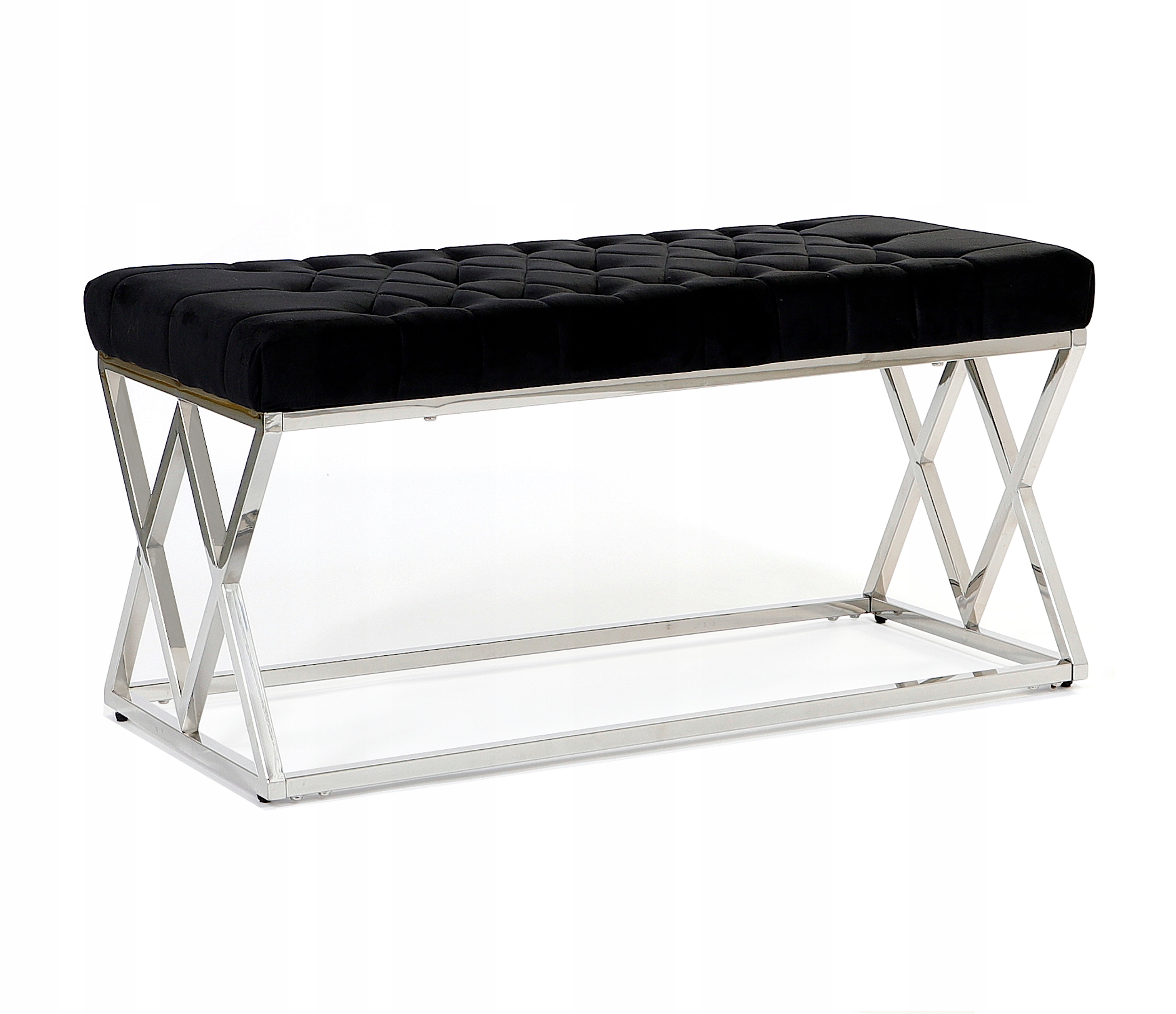 

Czarna ławka siedzisko glamour chrom Cesare 80cm
