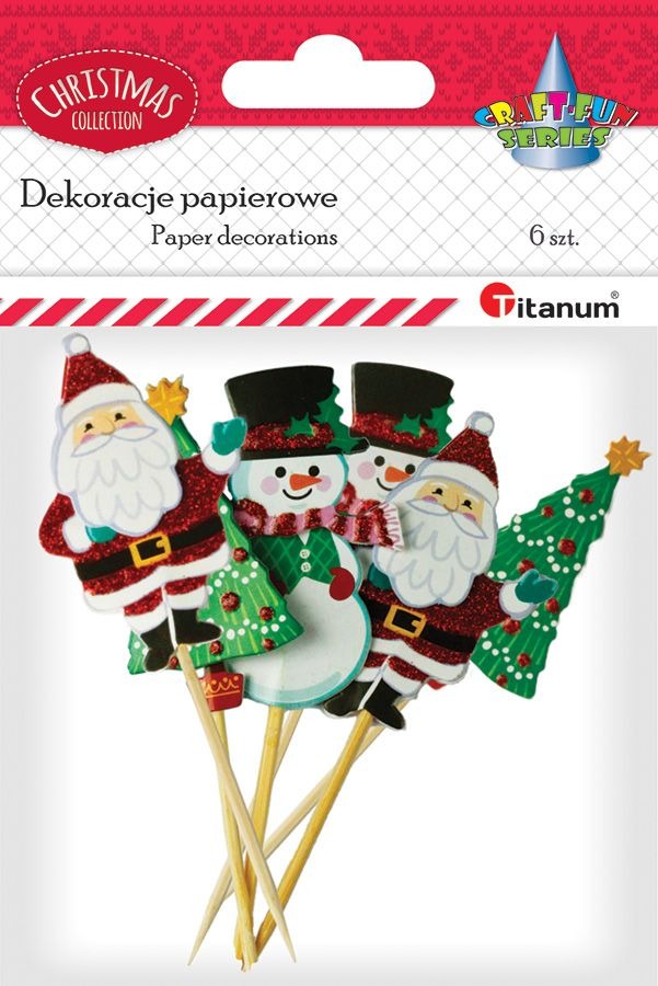 Dekoracje papierowe na piku Świąteczne 6 szt