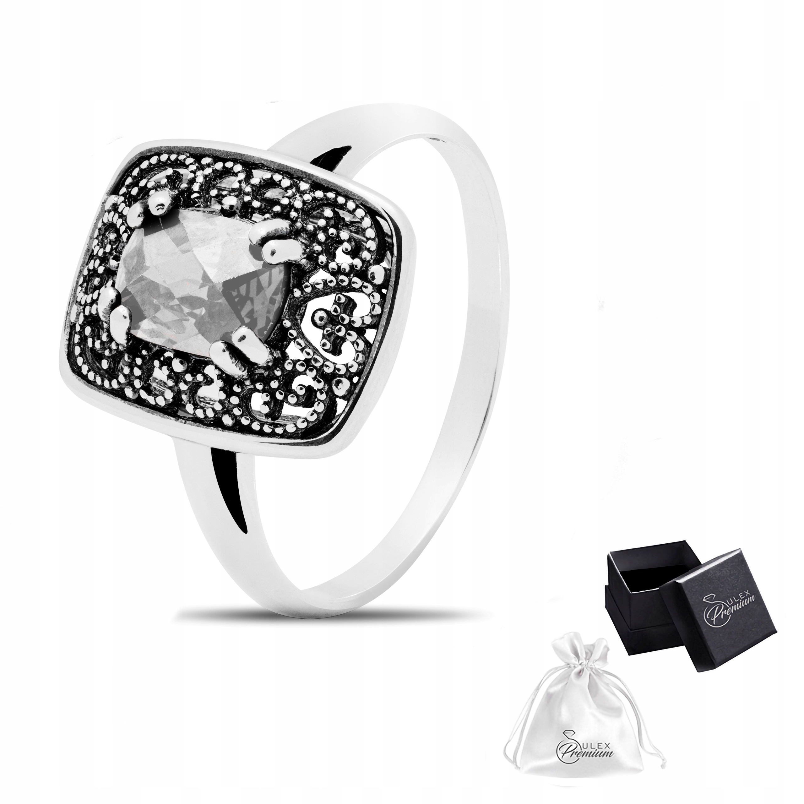 Prstýnek stříbro 925 Elegantní ažurový s zirkonií Vintage styl vel. 20